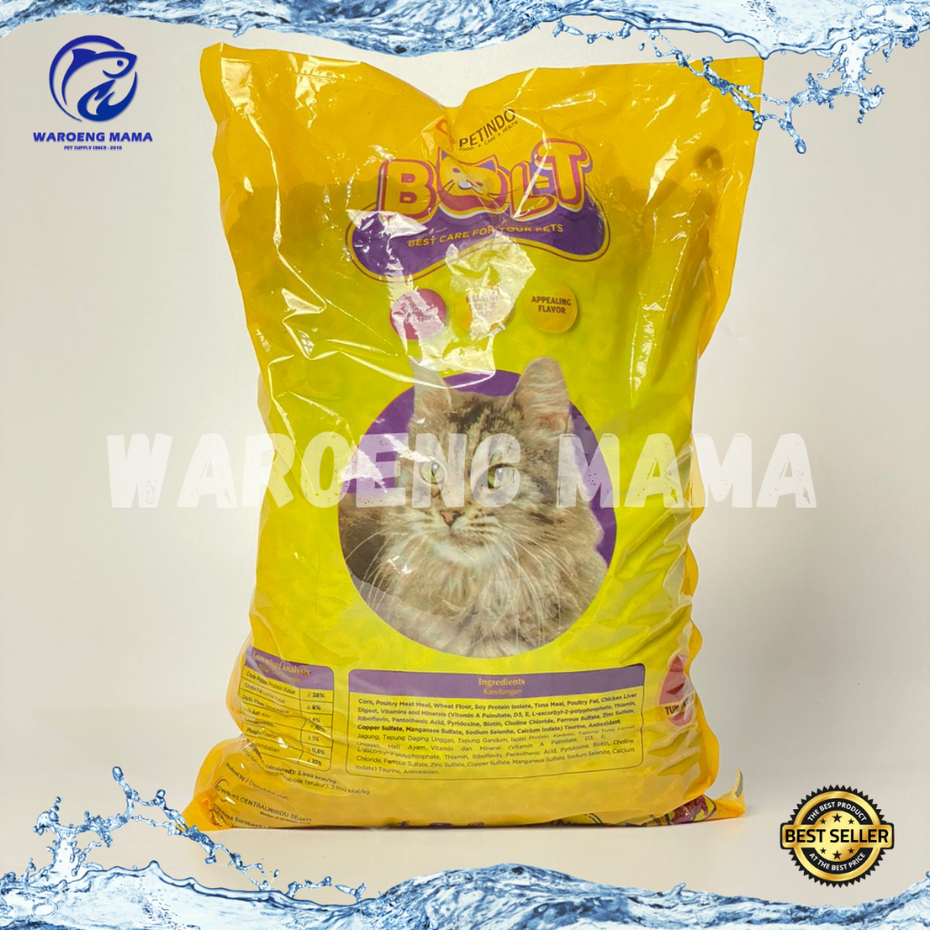 BOLT makanan kucing kemasan 1kg BOLT donat tuna ikan salmon