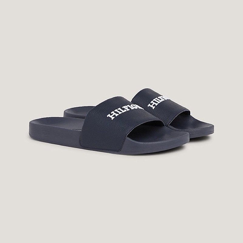 SANDAL SLIDES TOMMY HILFIGER EMBOSSED NAVY ORIGINAL AUTHENTIC