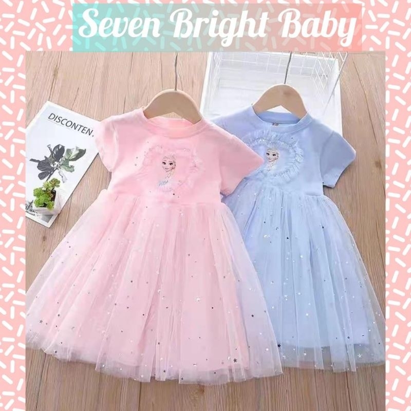 [ Seven Bright Baby ] Dress Tutu Rainbow Elsa Frozen Import