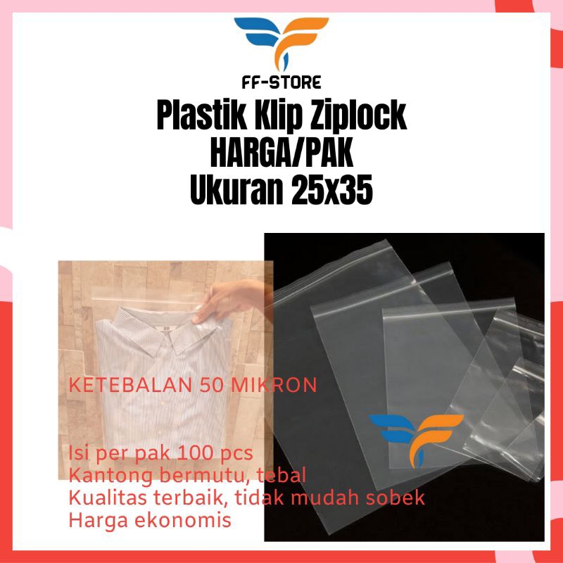 

[25x35] PER PAK Plastik Klip Ziplock Bening Isi 100 Pcs