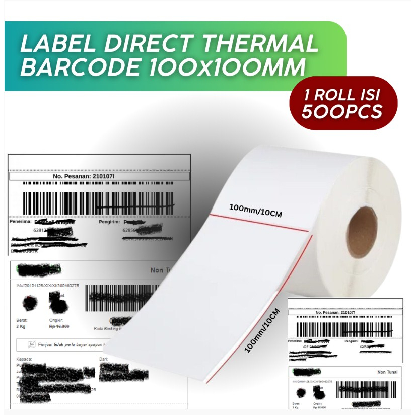 

RK TERMURAH Label Barcode Direct Thermal 1 Kolom 100x100mm [500 PCS]