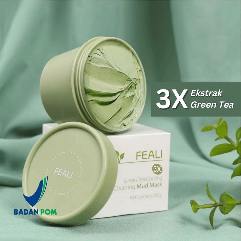 FEALI GREEN TEA CLAY MASK || MASKER WAJAH GREENTEA PORE CLEANSING BPOM✅