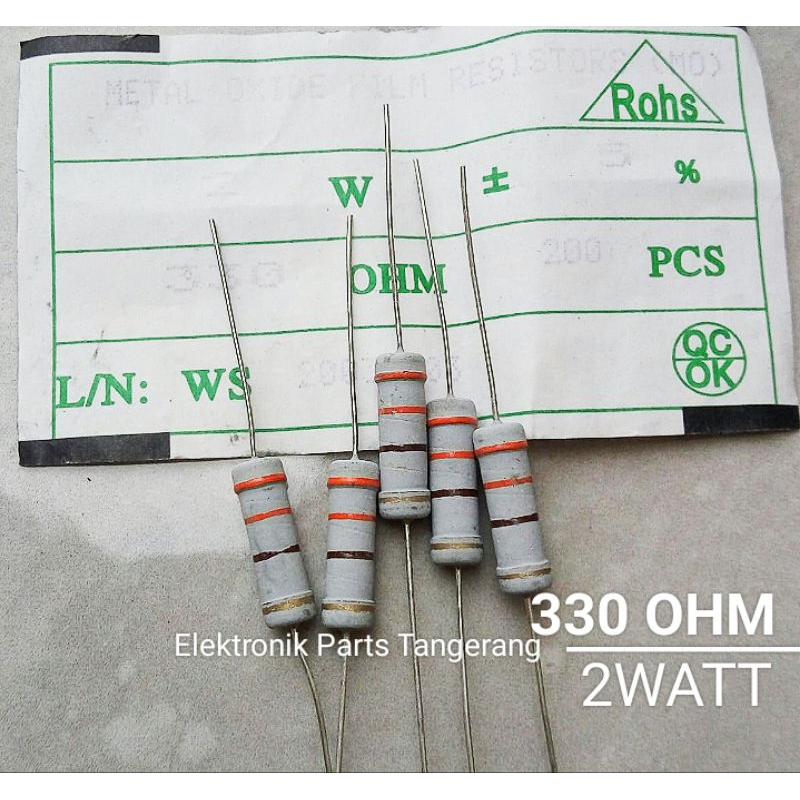 (10 Buah) RESISTOR 2WATT 330 5% OHM RESISTOR 2 WATT 330OHM RESISTOR 2W 330 OHM RESISTOR 330 OHM 2 WA