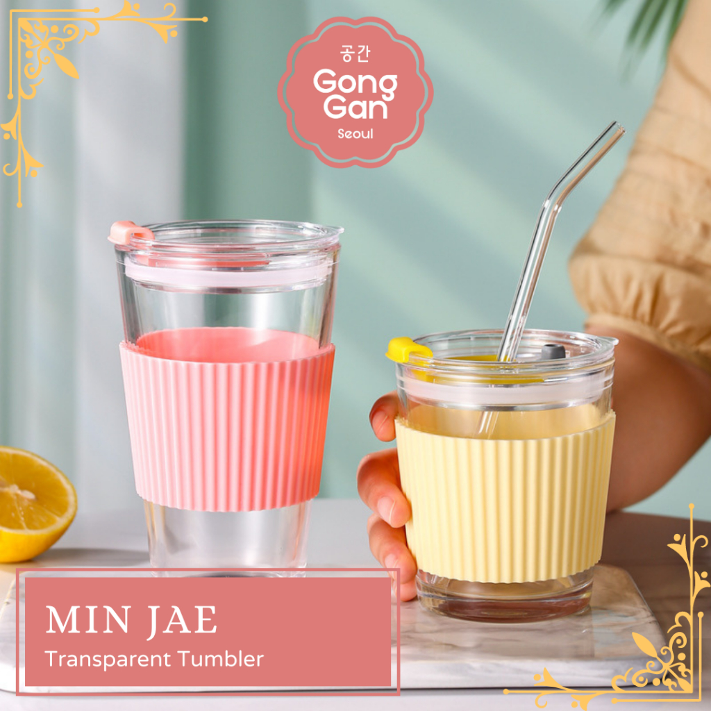 【GONG GAN】MIN JAE Botol Kopi Starbucks Transparan Cangkir Kopi Dan Teh Aesthetic Takeaway Cup
