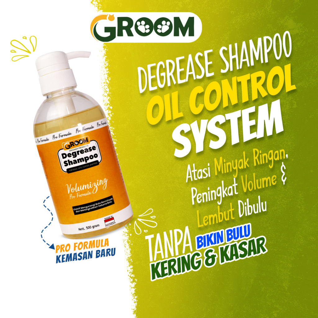 Degreaser Kucing Degreaser Grooming Degrease Shampoo Penghilang Minyak & Lemak dibulu, 500 Gram