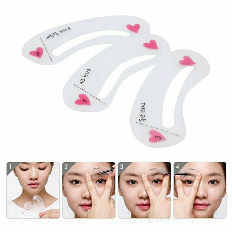 AS Cetakan Alis 3 IN 1 Mini Eyebrow Template Kit 3in1 Pencetak Alis 3 Bentuk Alis Murah Import