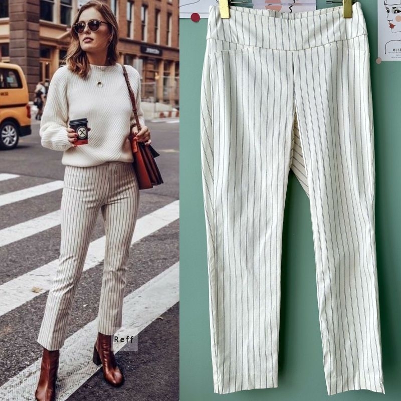 Ricki stripe white pants