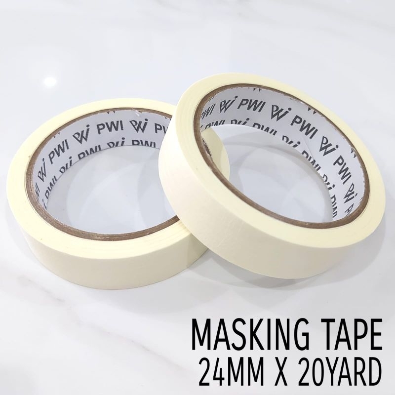 

Isolasi Kertas Premium Tahan Panas PWI 24mm X 20yard Solasi Masking Tape Putih/ Kuning