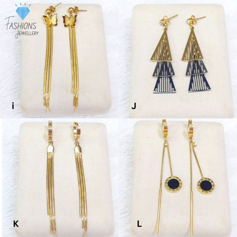 Anting Panjang Titanium Gold