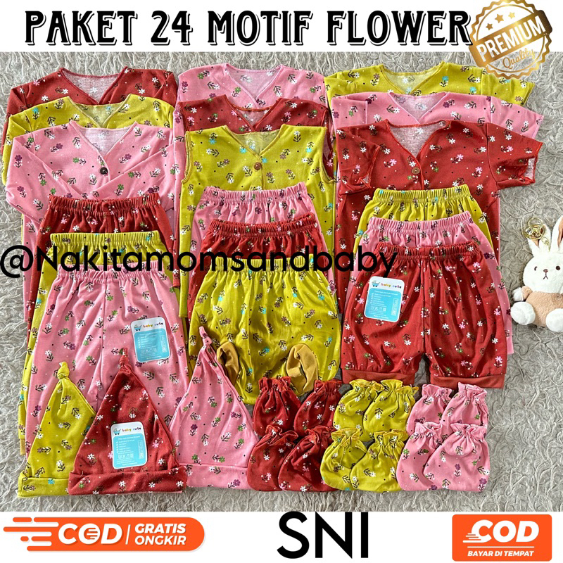 36pcs Paket perlengkapan Baju Bayi Celana bayi Baru Lahir, 3-6 dan 6-12 bulan Kado bayi topi,sarung tangan SNI Promo 9.9