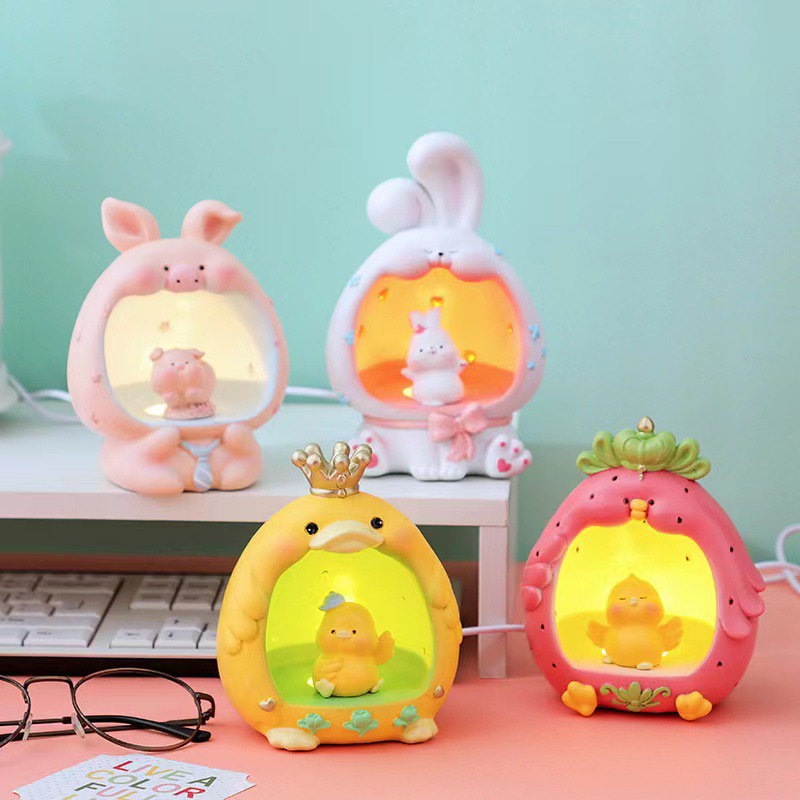 Lampu Rumah  USB Cartoon Bebek / Rabbit /Babi hias meja kamar anak lampu tidur souvenir