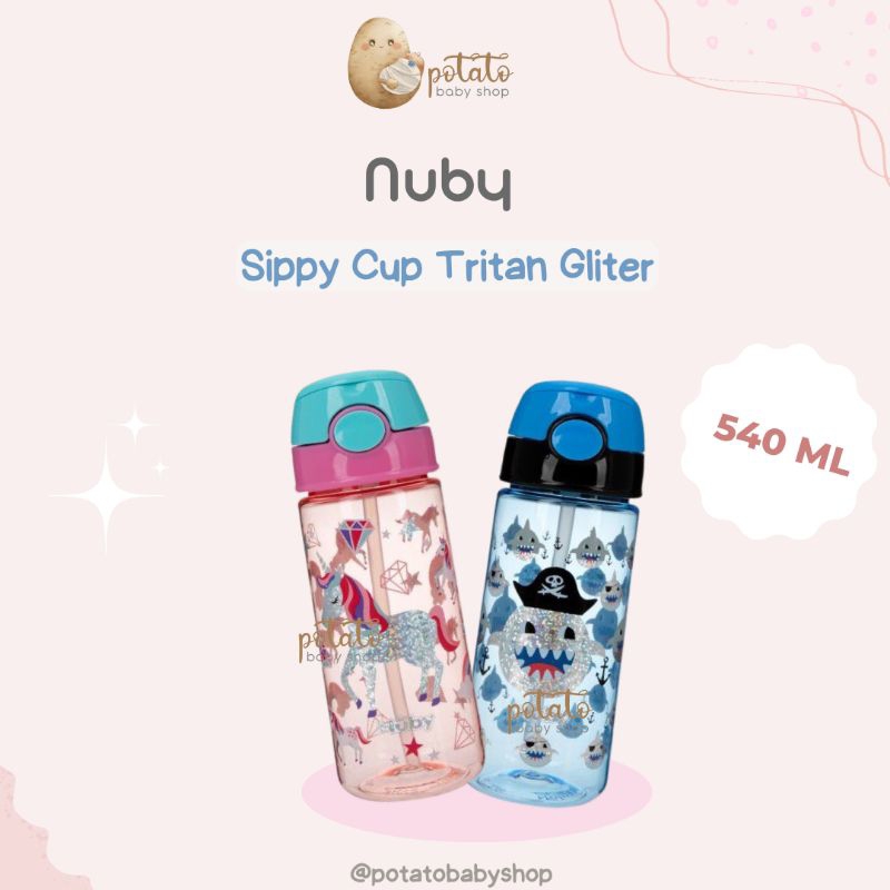 Nuby Tritan Flip It Glitter Bottle 540ml (Botol Minum Anak)