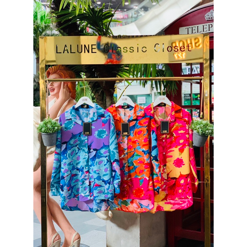 KEMEJA LALUNE PAINTING FASHION WANITA 100% IMPORT BANGKOK