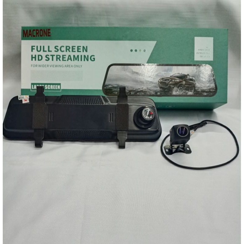 DVR spion Macrone full screen Dash Camera recorder depan belakang