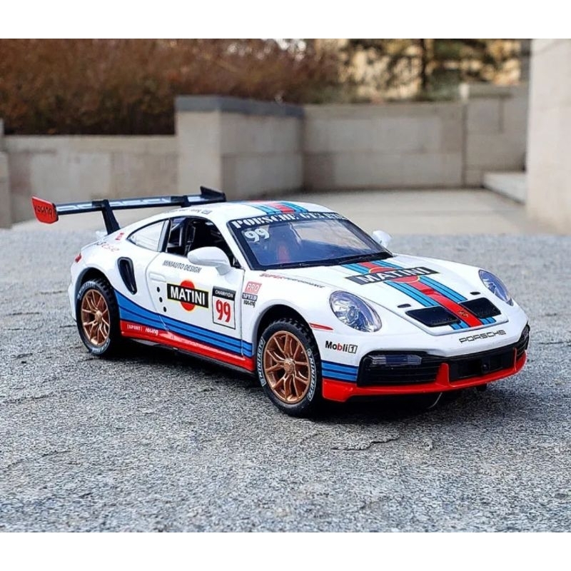 Diecast Mobil Balap Porsche 911 GT3 RSR Miniatur Die-cast Mobil Sedan Sport