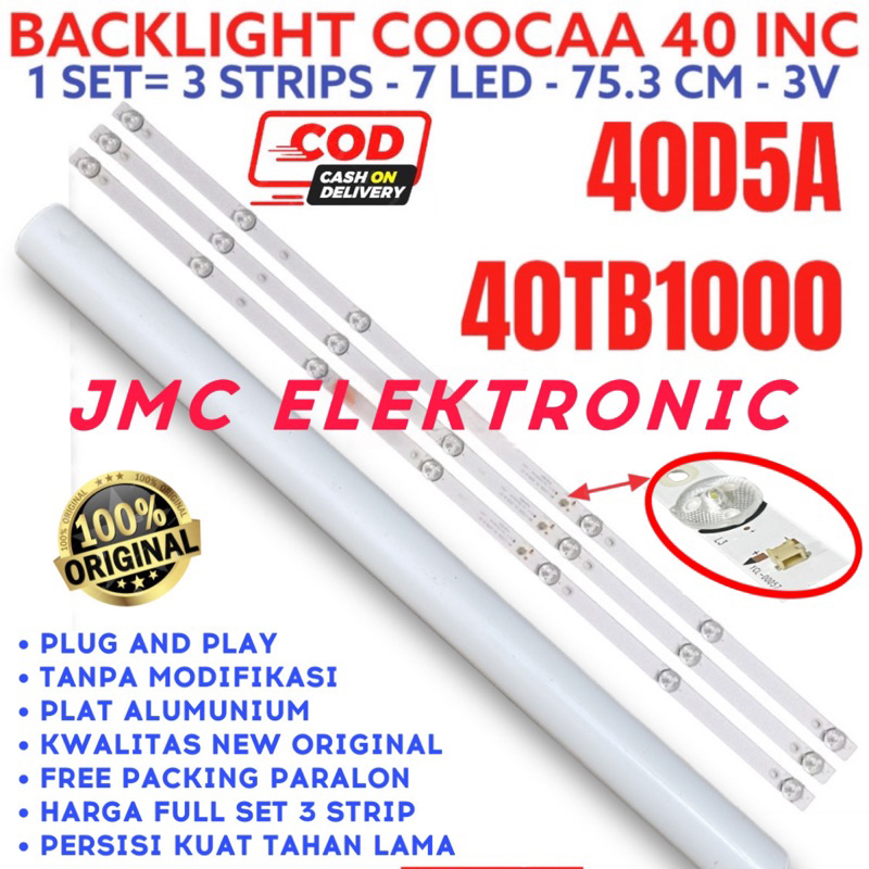 BACKLIGHT TV COOCAA KOKA 40D5A 40TB1000 LAMPU LED 40 INCH 7K COOCA 3V
