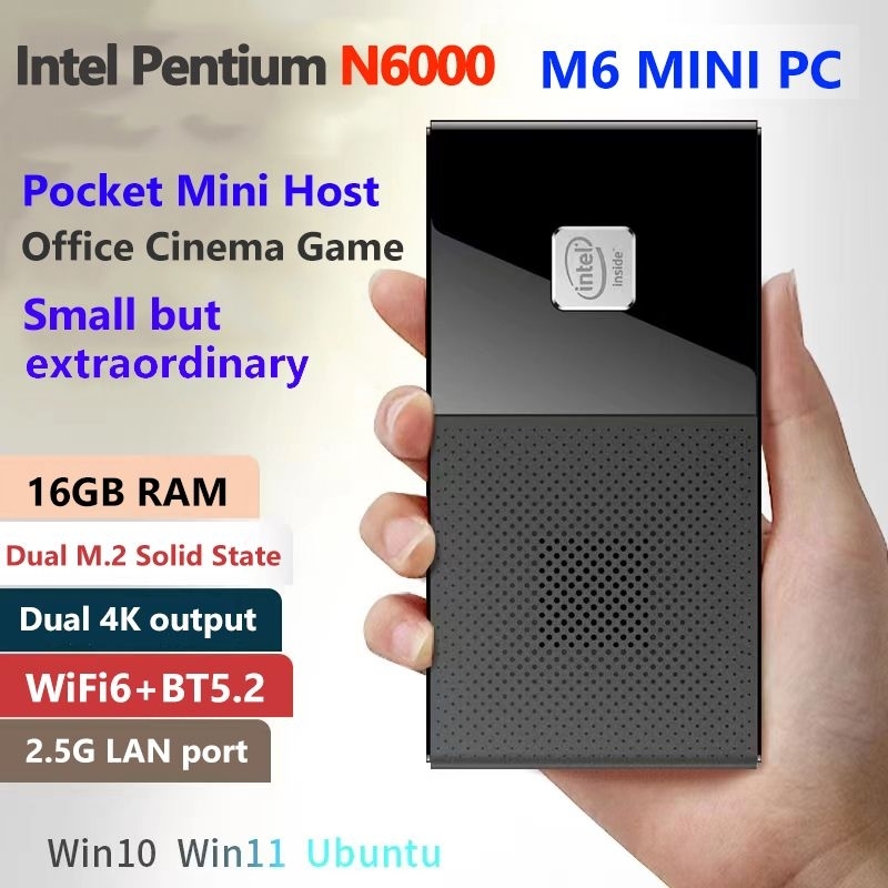 Mini PC M6 Intel N6000 16/512GB SSD HDMI Wifi 6 Windows 11