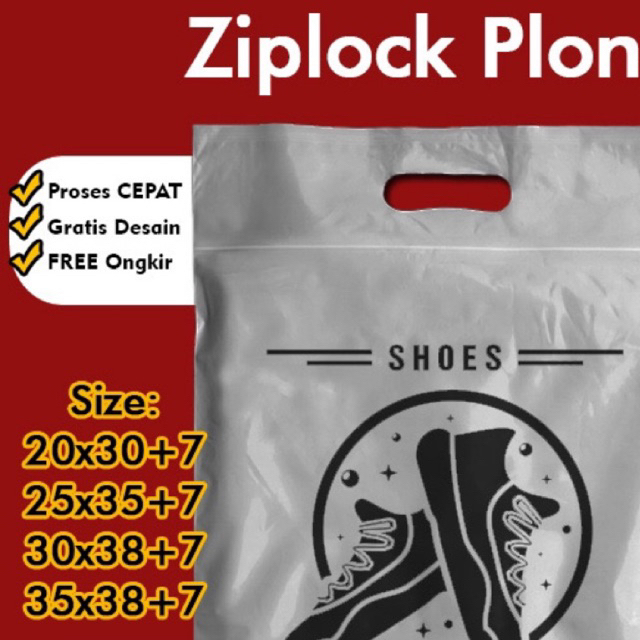 Sablon Plastik Klip Pond / Ziplock Plong Custom 25x35+7