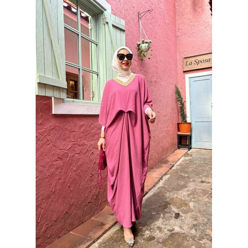 Kerancang Kaftan, KAFTAN LEBARAN JUMBO CANTIK POLOS FIT XXXXL LD 170 BAHAN CRINCLE AIRFLOW IMPORT MIX KERANCANG ZIPPER BUSUI TERMURAH TERLARIS OOTD KEKINIAN