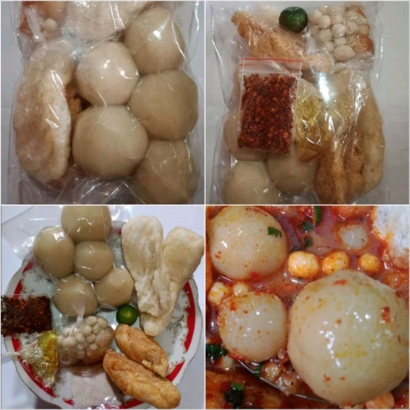 

baso aci ayam suwir pedas size jumbo paket 1 bungkus sudah komplit bumbu toping dll spesial