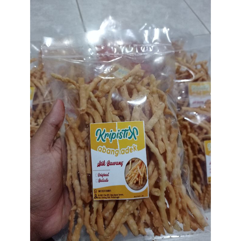 

stik bawang/ladrang ,ranyah gurih dan nikmat kemasan 250gr