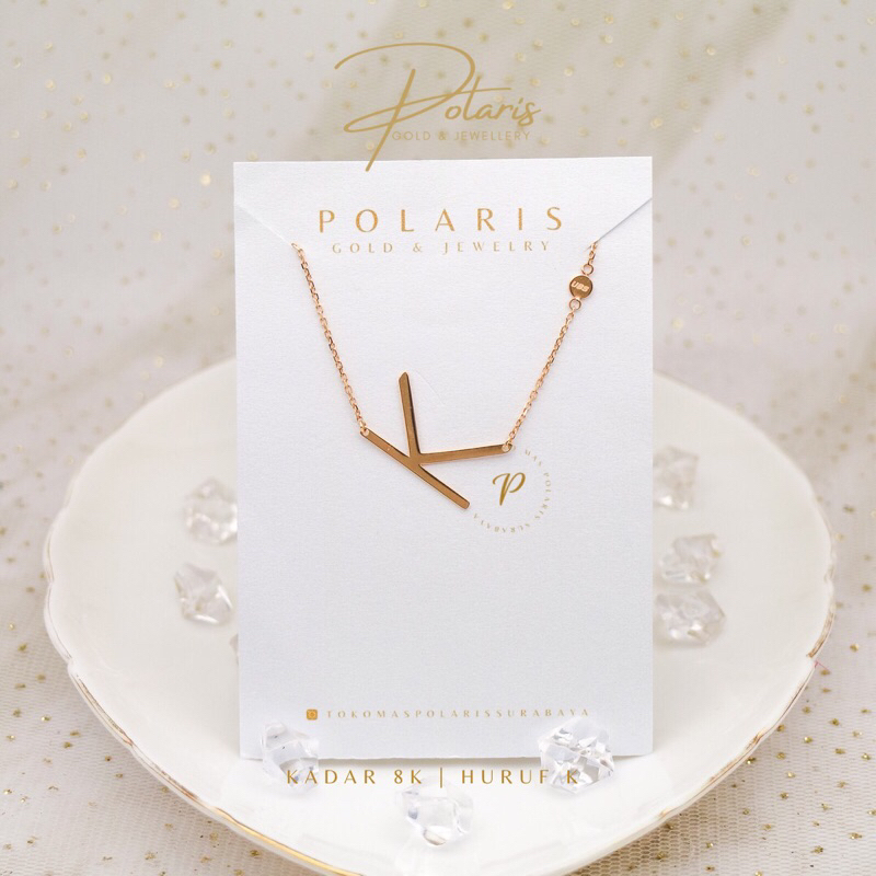 Kalung Holo Huruf K Polos Perhiasan Emas Kuning Kadar Emas Muda 375/8 K