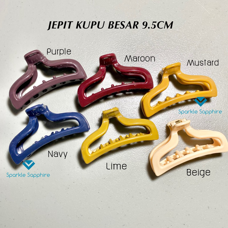 (ANTI PECAH) JEPIT KUPU BESAR 9.5CM • Jepit Jedai Besar Ikat Rambut Hair Claws