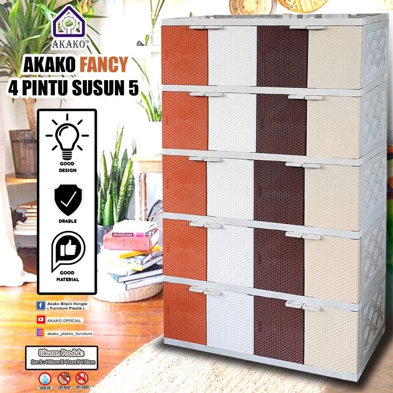 Lemari Plastik Buffet TV Susun 5 Serbaguna AKAKO FANCY Lemari Pakakian Plastik Lemari Pakaian Lemari