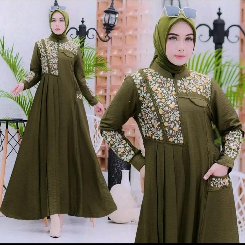 GAMIS BORDIR BUNGA ORI MJM MOESLIM