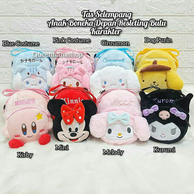 New Tas Selempang Anak Boneka Bulu Cute Karakter