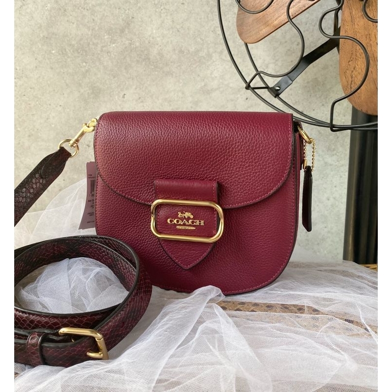 Tas Ce566 Coach Morgan Saddle Black Cherry Multi Authentic Original i