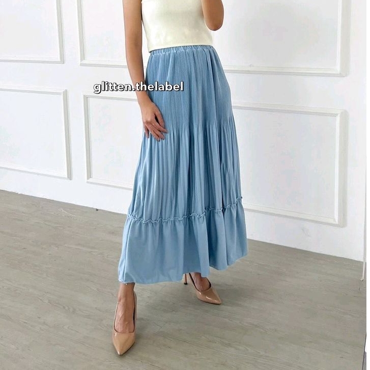 Rok Plisket Lidi Cabang / Rok Plisket Duyung  / Rok Plisket Mayung Cabang Premium / Rok Plisket Susun / Pleated Skirt (020)