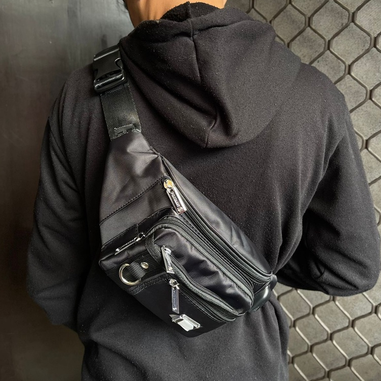 Slingbag Selempang Pria Tas Pinggang Bahan Kain Premium Bisa Di Cuci