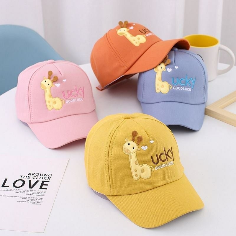 TOPI BASEBALL ANAK LAKI LAKI PEREMPUAN MOTIF JERAPAH HEWAN UMUR 2 3 4 5 6 7 8 9 10 TAHUN