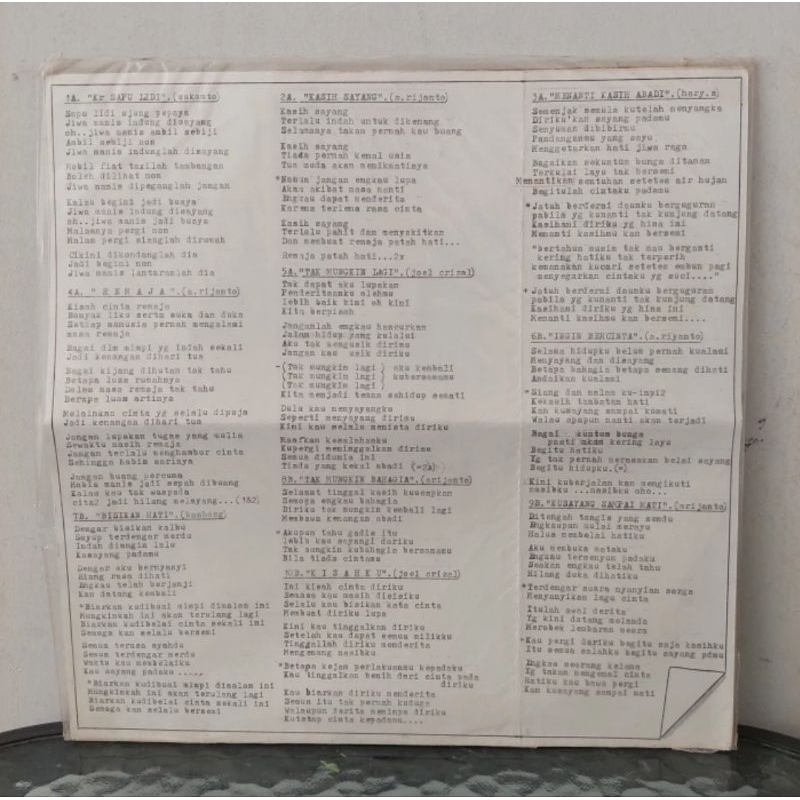 Vinyl Piringan Hitam 12 inch Tetty Kadi - Kasih Sayang