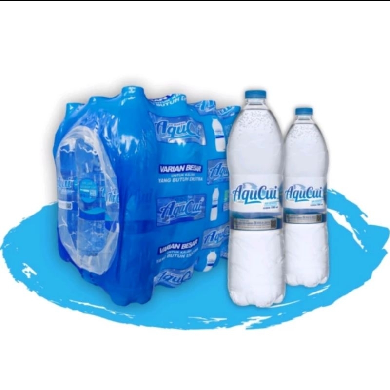 AQUCUI air mineral kemasan botol wrapping 1500 ml isi 12 pcs