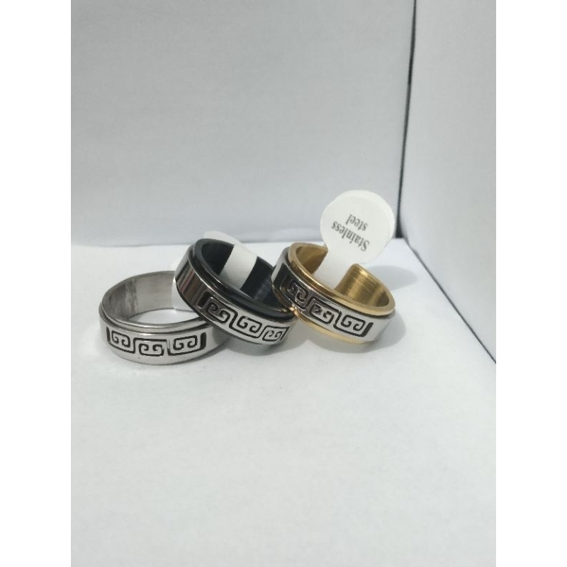 Cincin Keren Bermotif Unik Titanium Premium Quality (ring bisa diputar)