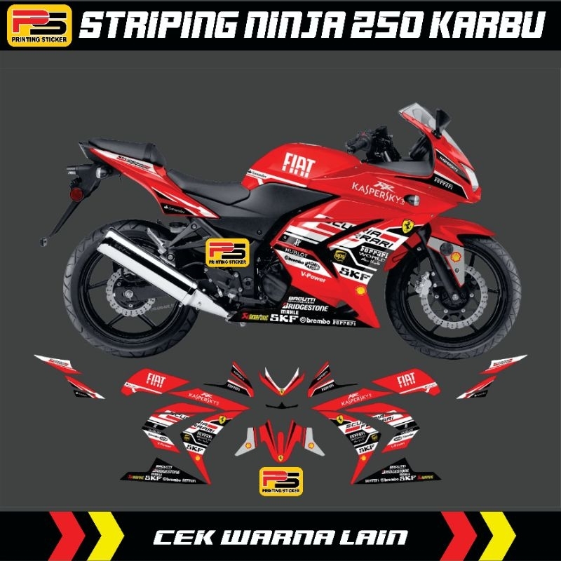 Decal Striping Ninja 250 Karbu-Carbu Kawasaki Ninja karbu 250