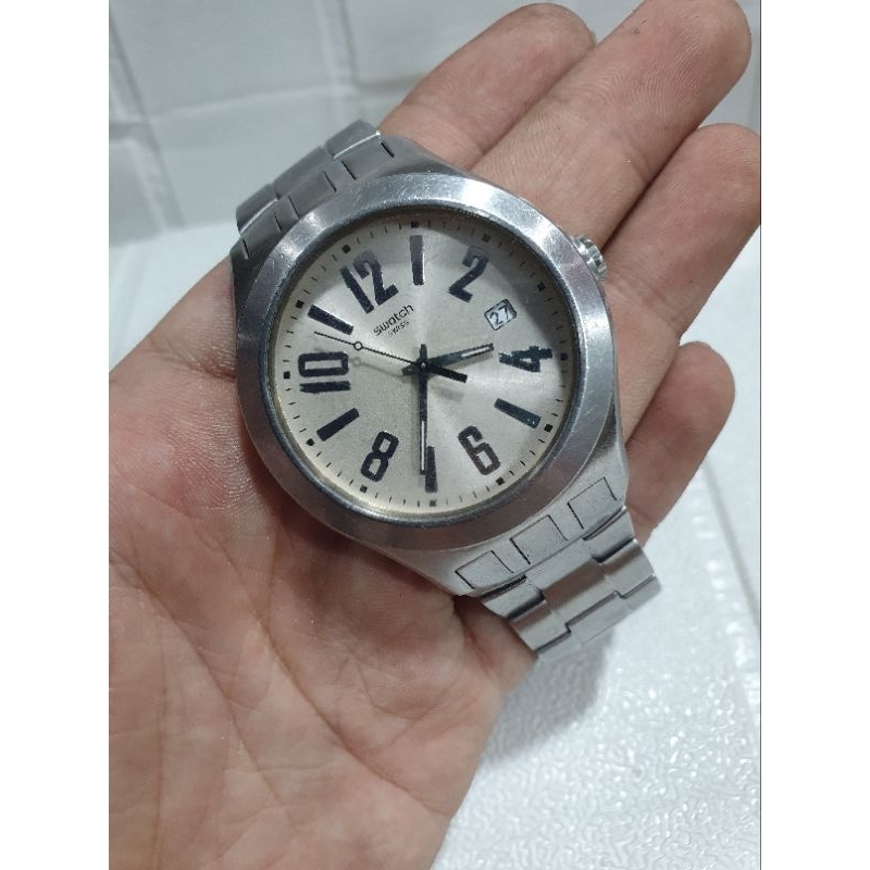 Jam Swatch Irony Original Pria Full Stainless V8 Swiss Made Preloved Second