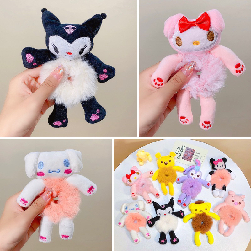 (YUMIOLSHOP21) KUCIRAN RAMBUT BONEKA SANRIO MELODY CINNAMOROLL KUROMI DISNEY BULU POMPOM