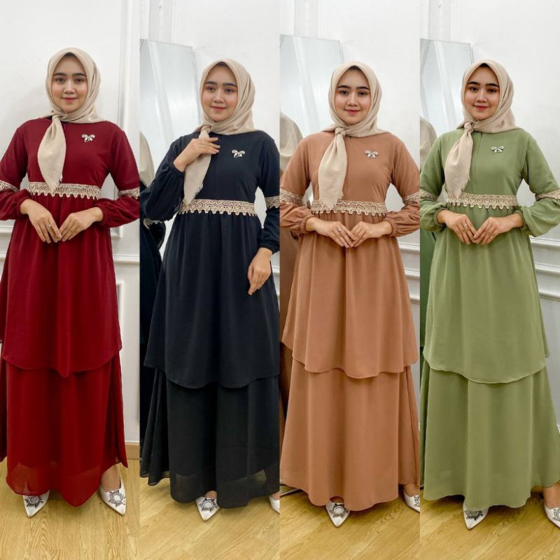 [BISA COD] GAMIS MALAYSIA CERUTY TERBARU/GAMIS MLYSIA KOMBINASI RENDA/ GAMIS MALAYSIA RENDA