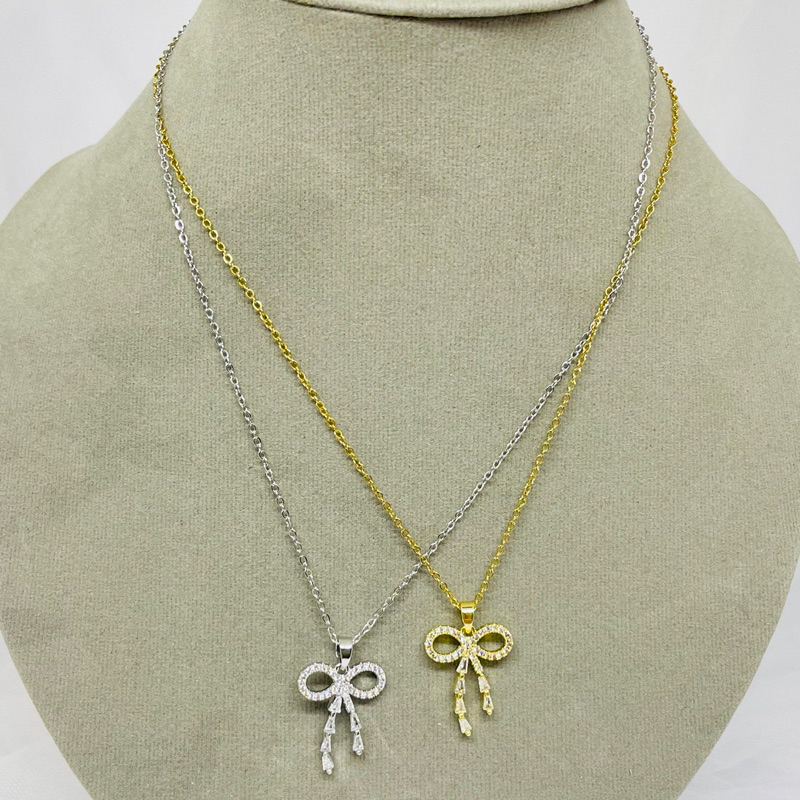 Kalung Titanium Pita juntai permata wanita