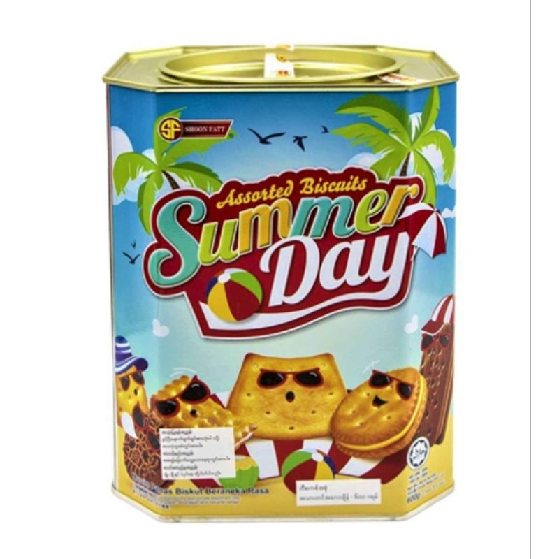 

SHOON FATT SUMMER DAY ASSORTED BISCUITS 600GR biskuit kaleng cemilan lebaran