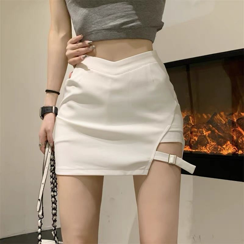 (S-XXL) Asimetri strip skort korean celana rok highwiast wanita 290S