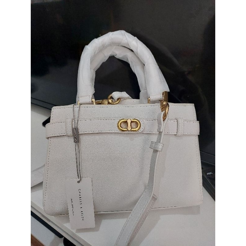 tas charles n keith putih hand /sling bag