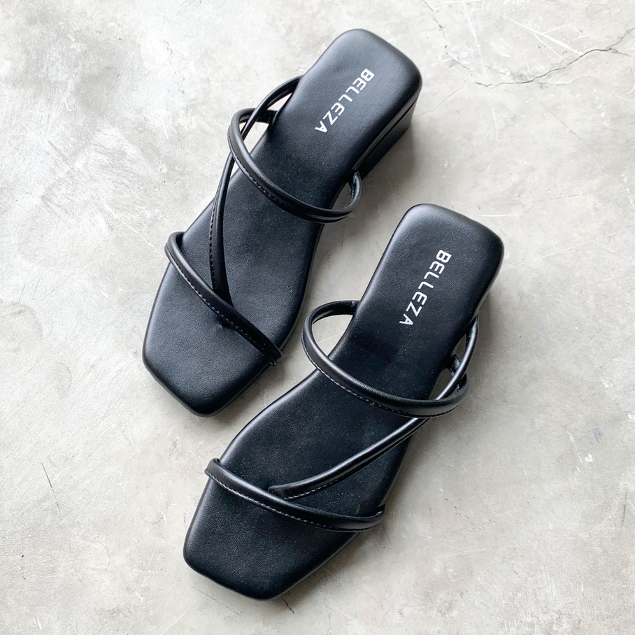 BELLEZA MALL - Sandal Heels Tali RAIA BLACK | sendal hak tahu wanita kekinian tinggi 4cm warna hitam