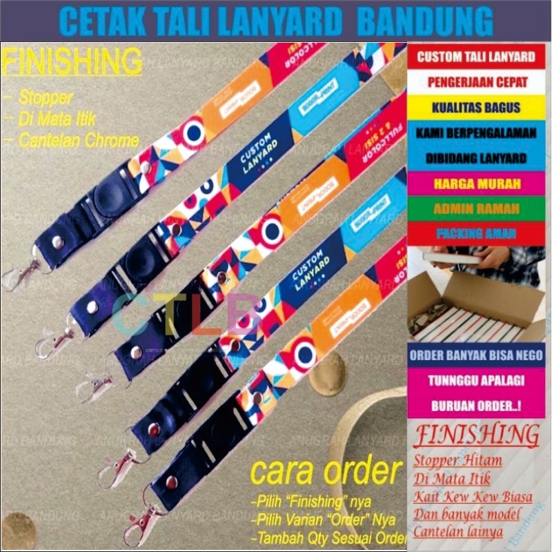 

LANYARD ID CARD CUSTOME PRINTING SUBLIM UKURAN 2 CM 2 SISI BAHAN TISU/CETAK TALI LANYARD CUSTOME
