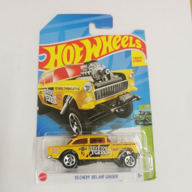 Hot Wheels E23 55 Chevy Bel Air Gasser Tri Five Terror kuning yellow