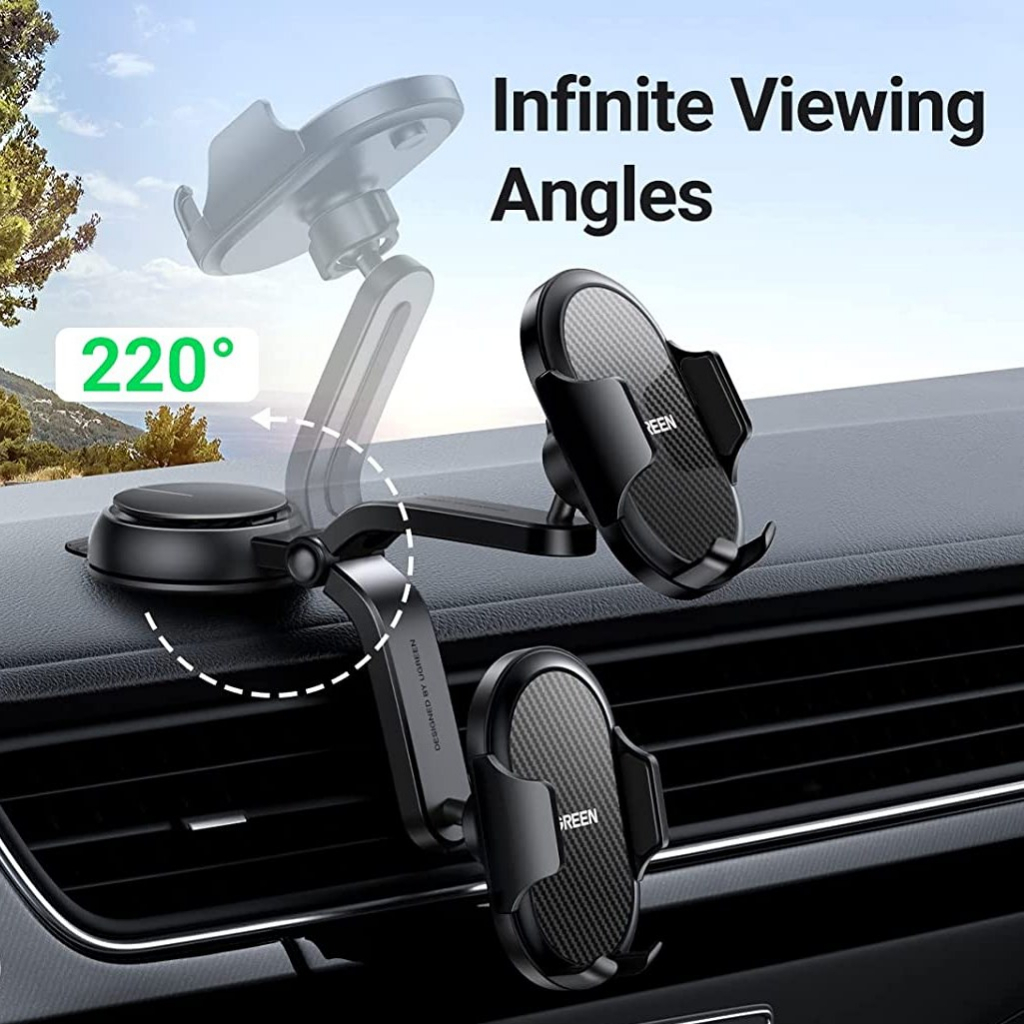 UGREEN ORIGINAL Car Phone Holder Waterfall Shaped Suction Cup Mount Stand HP Dashboard Dudukan Handphone Kaca Mobil Ori