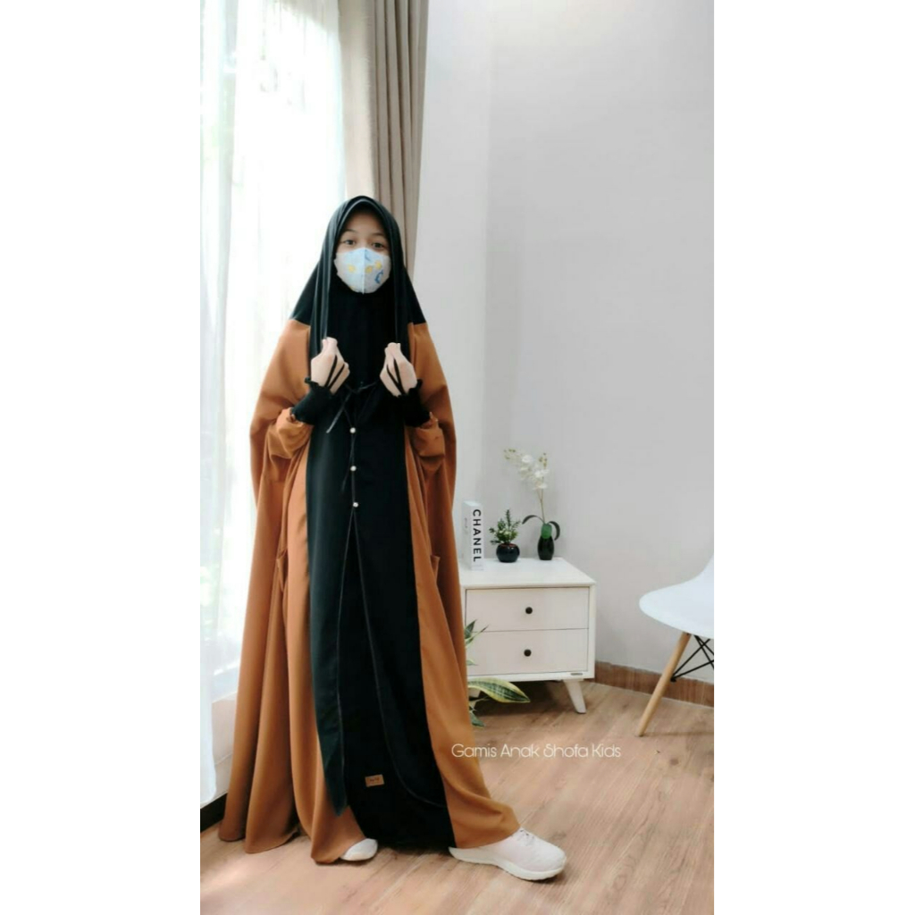 OVERHEAD SAUDIA CASUAL GAMIS SYARI ANAK BY SHOFA KIDS (CINNAMON)